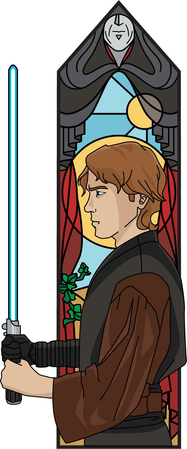 Hunter and Convor selling Ben Solo stained glass window Star Wars Pin